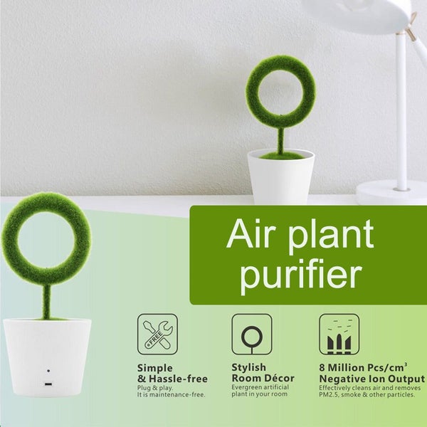 Portable USB Powered Green Pot Plant Style Negative Ion Desktop Air Purifier Carousel 2