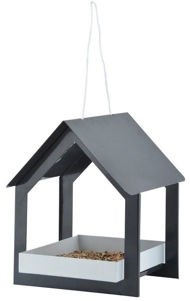 Esschert Design: Hanging Bird Table - Dark Grey / White Carousel 1