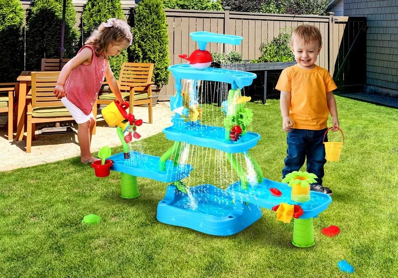 Sand Water Play Table 5 Tier Waterfall Pool Toys Sandpit Carousel 1