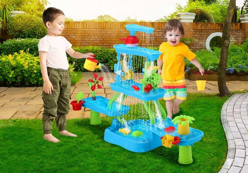 Sand Water Play Table 5 Tier Waterfall Pool Toys Sandpit Carousel 2