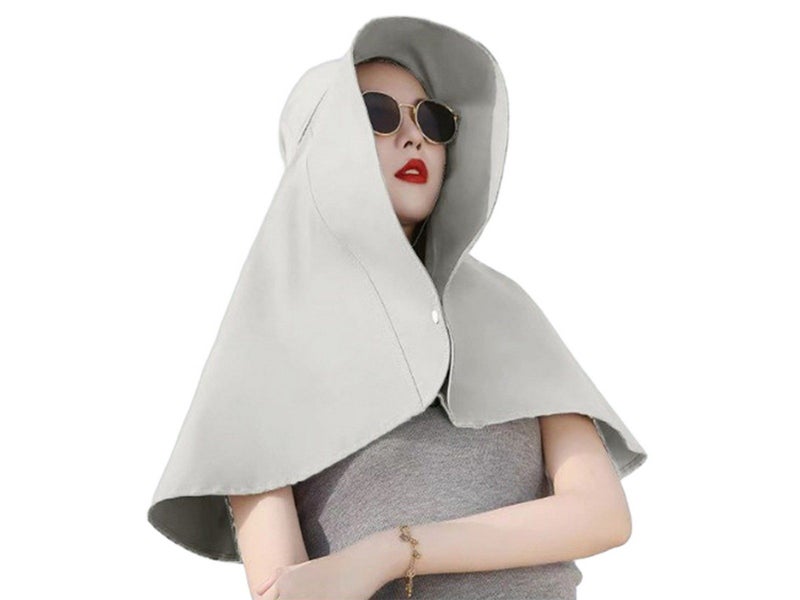 Sun Protection Wide Brim Hat Outdoor Beach Sun Hat Neck Flap Face Mask Cap Grey Carousel 1