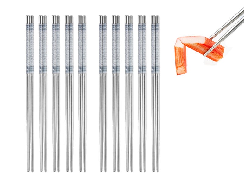 10 Pairs Stainless Steel Chopsticks Anti Slip Chopsticks Reusable Cutlery ST1 Carousel 1