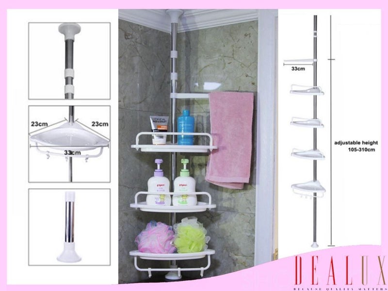 4-Tier Adjustable Corner Shelf - Bathroom Storage Rack & Organizer Carousel 1