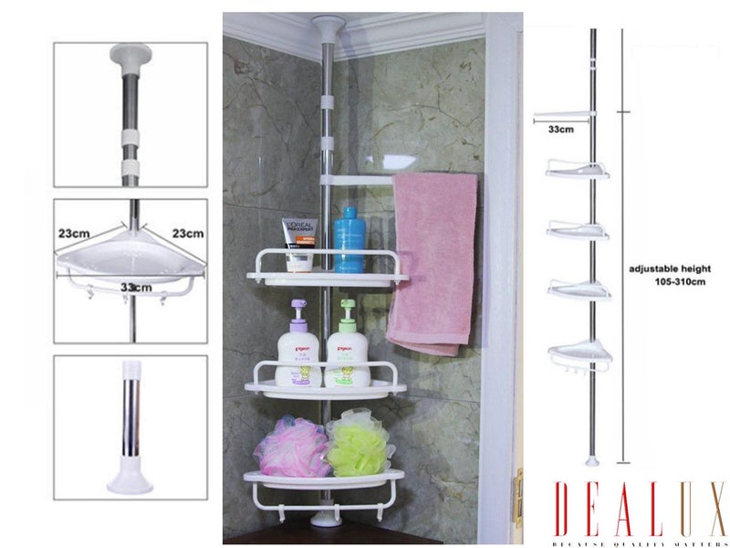 4-Tier Adjustable Corner Shelf - Bathroom Storage Rack & Organizer Carousel 18