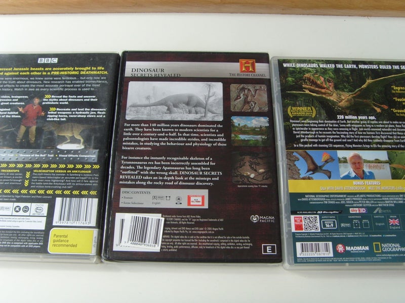 Dinosaur DVDs x 3 Davis Attenborough Flying , Monsters, Secrets, Killer62960460921859111
