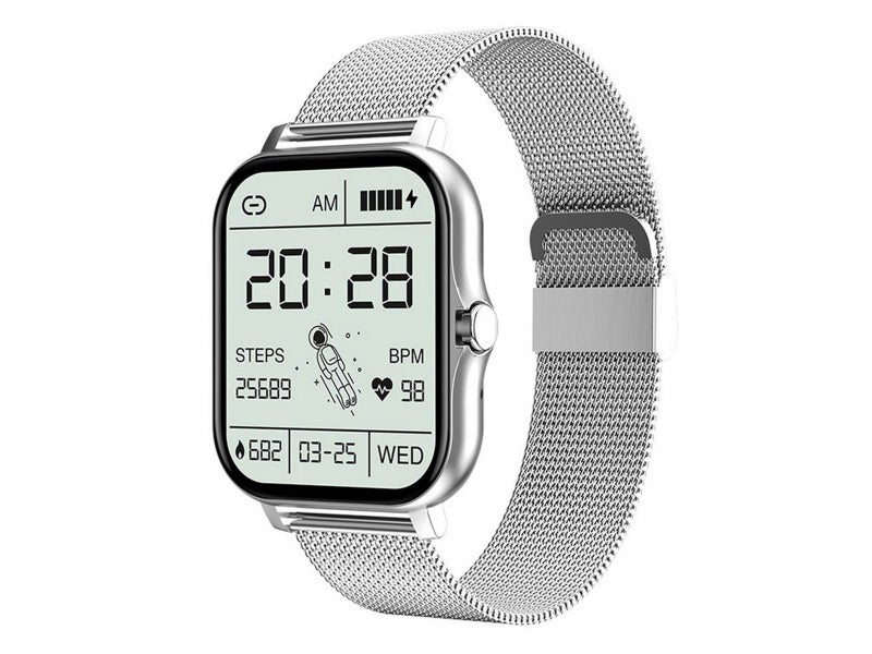 Bluetooth Smart Watch Heart Rate Monitor with Magnetic Charging Cable Silver Carousel 1