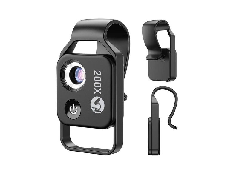200X Magnification Pocket Phone Microscope with CPL Lens and LED Light - Black Carousel 3