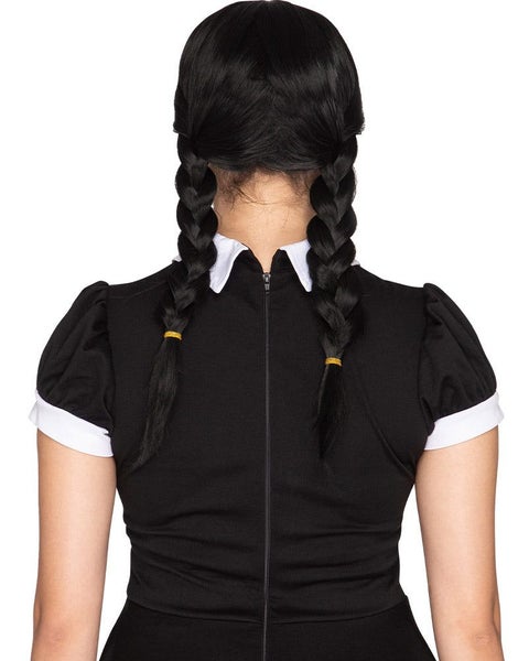 Gothic Girl Deluxe Plaited Black Wig Carousel 3