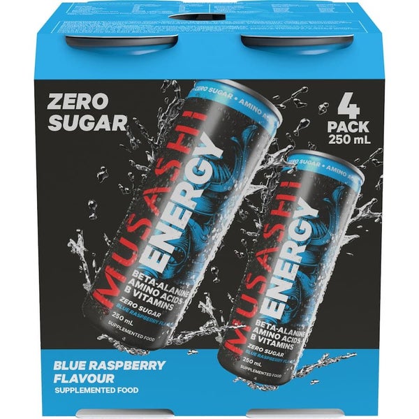 Musashi Energy Drink Blue Raspberry 4x250mL Carousel 1