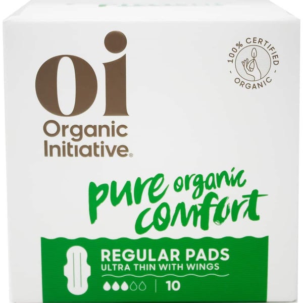 Oi 100% Organic Cotton Pads Ultra Thin Regular 10pack Carousel 1