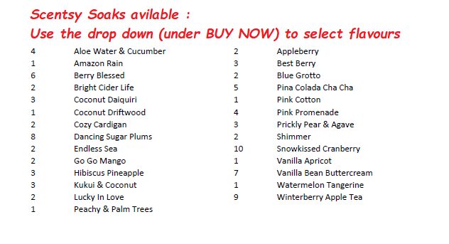SCENTSY Bath Soaks - use the drop down to select flavours- 90+ to choose from Carousel 2