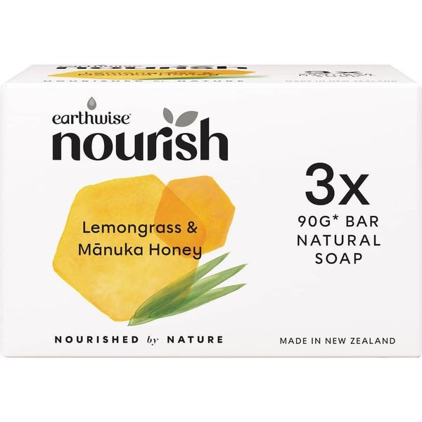 Earthwise Nourish Soap Lemongrass & Manuka Honey 90g bars 3pack Carousel 1