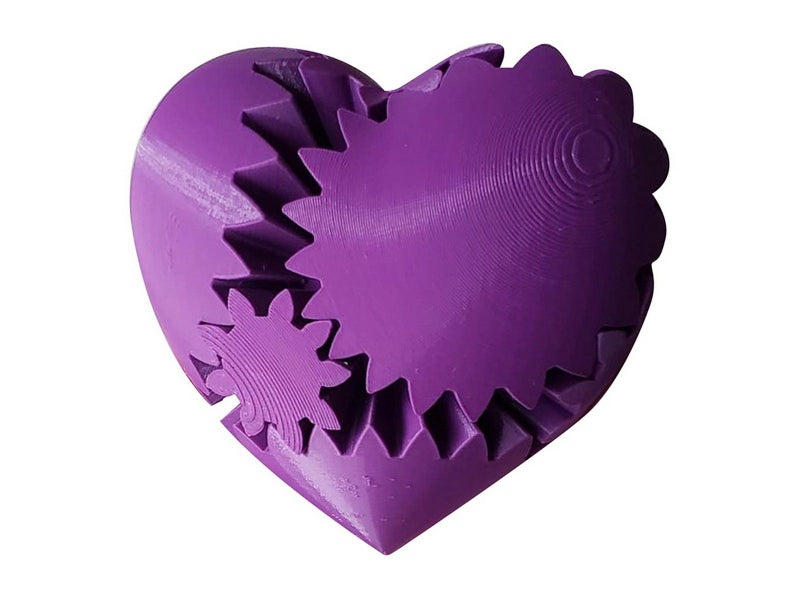 2Pcs 3D Printed Gear Ball Heart-Shaped Fidget Toy for Stress Relaxing Purple Carousel 2