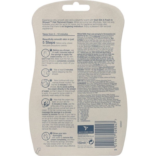 Veet Pure In Shower Hair Removal Cream Sensitive Skin 150mL Carousel 3