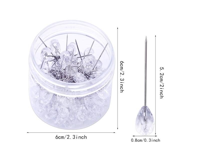 100Pcs Sparkle Diamond Pins Crystal Head End Wedding Corsage Boutonniere Floral Carousel 1
