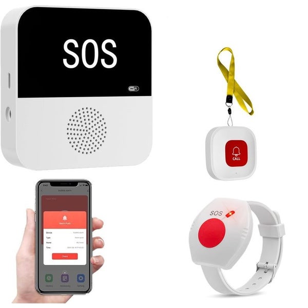 Wireless WiFi Caregiver Pager Call Button Emergency SOS Medical Alert System ... Carousel 2