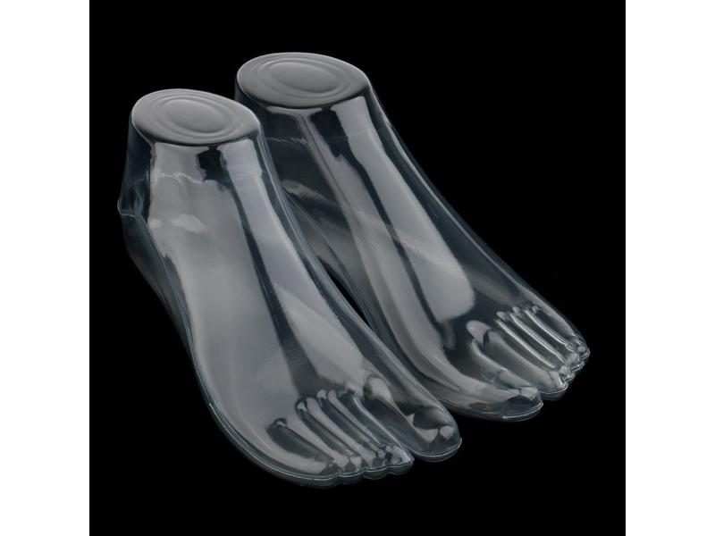 1Pair Female Thong Sandal Shoe Sock Foot Jewelry Display Holder 21cm Clear Carousel 2