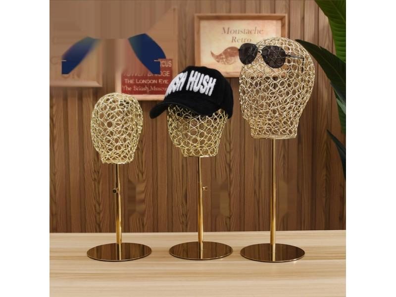 Adjustable Gold Metal Male Female Kid Mannequin Head Hat Holder Caps Wigs Carousel 2
