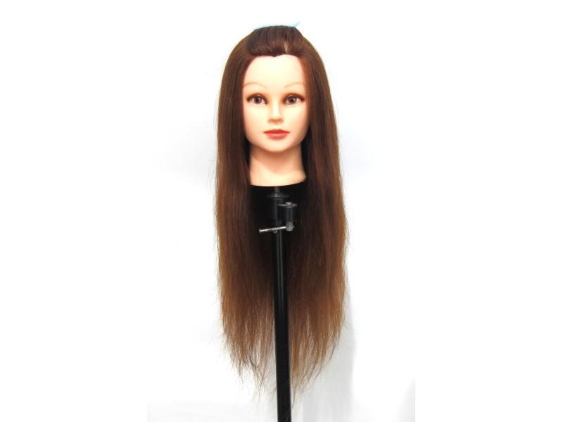 90% Natural Hairstyling Head Manikin Head With Human Hair Hairdressing Carousel 1