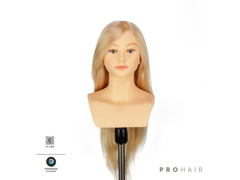Mannequin-Head 60CM 24'' Human Hair Light Blond Competition Head Hairdressing Carousel 1