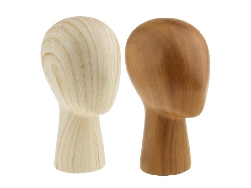 Wood Grain Mannequin Head Model For Hat Wig Display Carousel 2