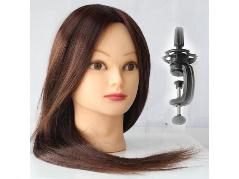 CAMMITEVER Hairdresser Head Hair Brown Training Mannequin Head Hairdressing Carousel 1