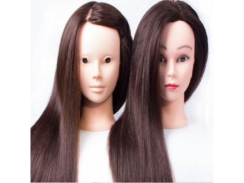 CAMMITEVER Brown Hair Mannequins Hairdressing Styling Makeup Training Model Carousel 1