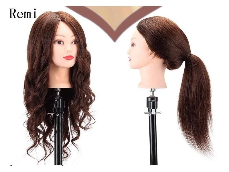 Mannequin Head Real Human Hair Training Manequin Head Hairdressing Practice Carousel 2