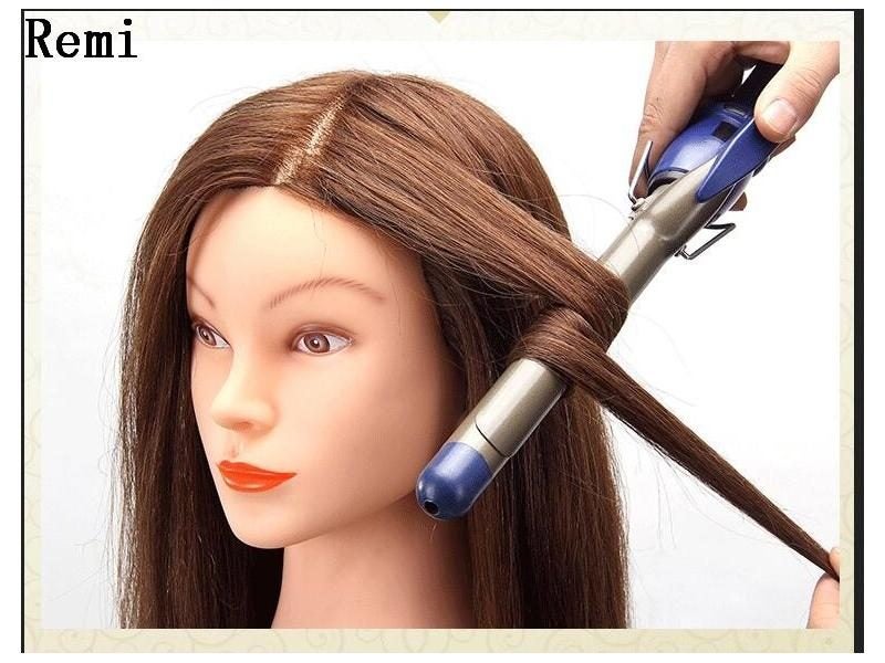 Mannequin Head Real Human Hair Training Manequin Head Hairdressing Practice Carousel 1