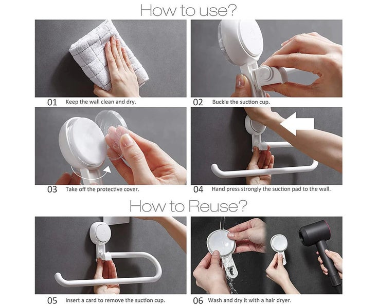 Wall Mount Towel Rack Suction Cup Paper Towel Holder for Kitchen Paper Roll Carousel 8