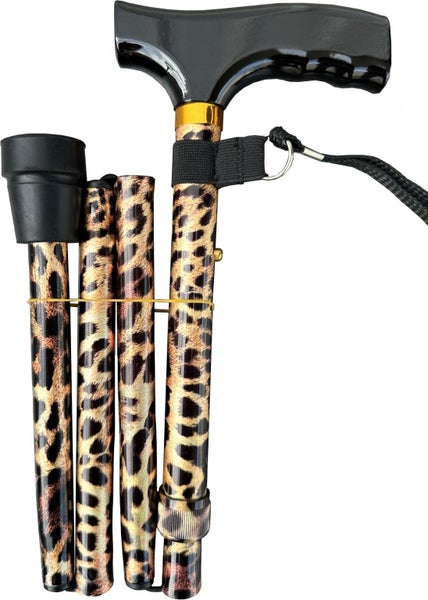 Folding T Handle Cane - Leopard Print Lightweight Walking Stick Carousel 2
