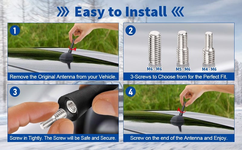 Universal Vehicle Roof Mount Short Antenna Mast 2.5 inch Rubber Car Antenna Repl Carousel 1