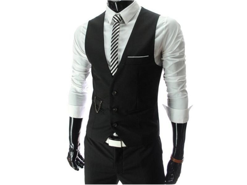 New Grey Dress Vests Slim Fit Mens Suit Vest Casual Sleeveless Waistcoat Gilet Carousel 2