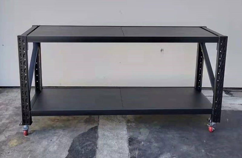Movable WorkBench With 4 Wheels Heavy Duty Shelves Size H101cm x W200cm x D60cm Carousel 1