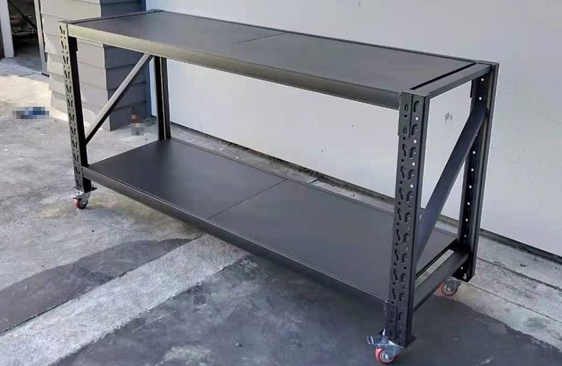 Movable WorkBench With 4 Wheels Heavy Duty Shelves Size H101cm x W200cm x D60cm Carousel 2