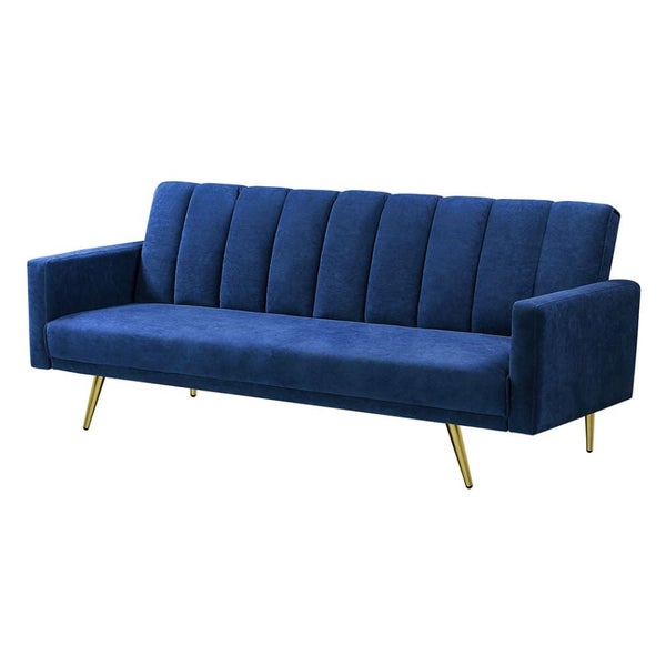 Sofa Bed Convertible Velvet Lounge Recliner Couch Sleeper 3 Seater Blue Carousel 2
