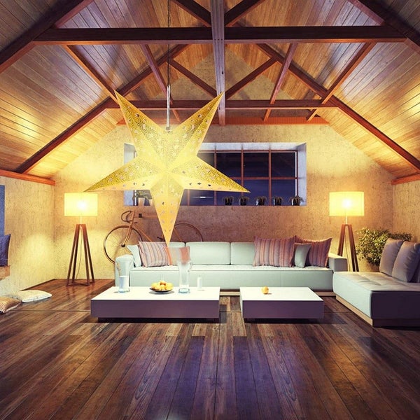 4Pcs Christmas Paper Star Lantern Lampshade 3D Paper Star Hanging Decoration for Carousel 8