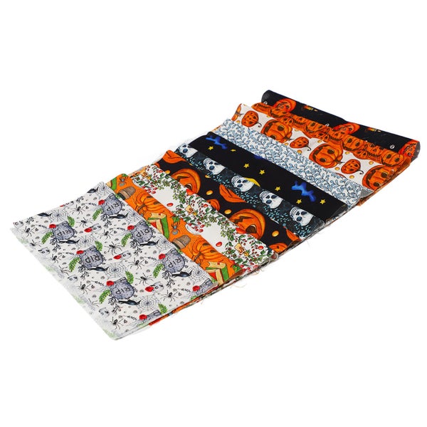 halloween cotton fabric 10 Sheets Halloween Cotton Fabric Ghost Pumpkin Skull Carousel 1