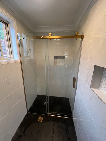Frameless Glass Alcove Sliding Shower Door 1200wx1950h Gold Frame $1250 Carousel 1