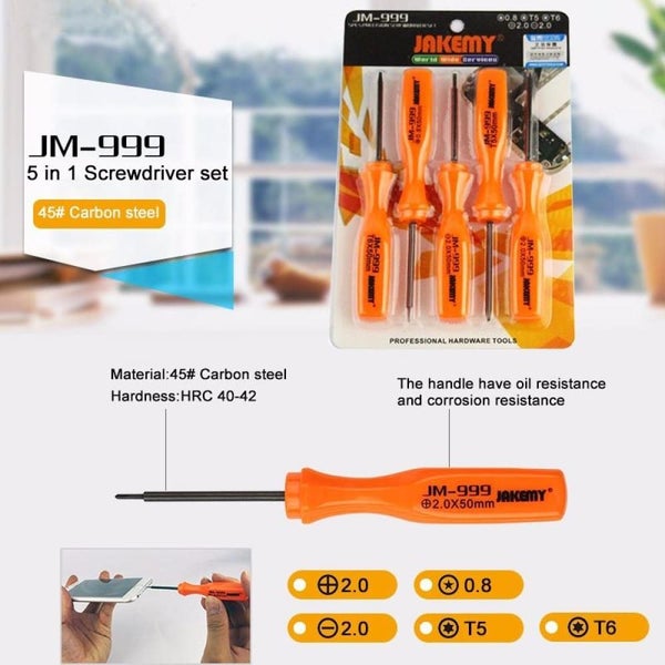 Jakemy Jm 999 5 In 1 Precision Screwdriver Set Carbon Steel Repair Opening To... Carousel 6