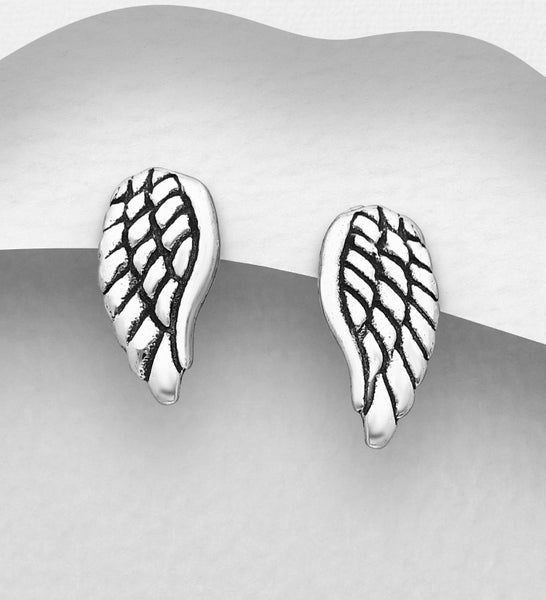 Angel Wings Stud Earrings in Sterling Silver Carousel 1