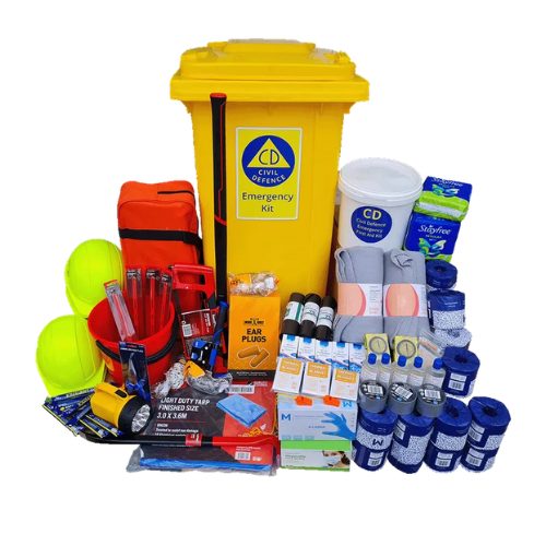 Civil Defence Survival Kit in 120Litre Wheelie Bin 20 Person | G2G Survival Carousel 1