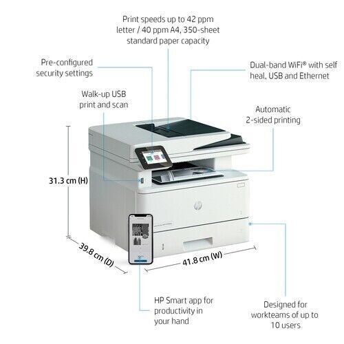 HP LaserJet Pro 4101FDW Wireless Mono Laser Multifunction Printer Copier Scan... Carousel 2