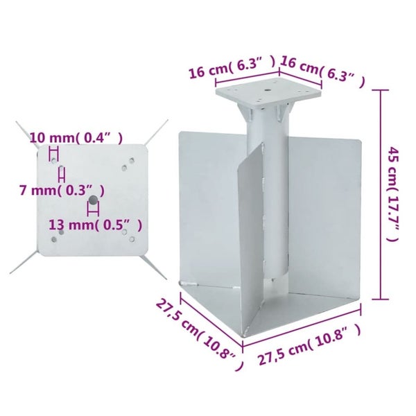 In-ground Parasol Base Silver 27.5x27.5x45 Cm Steel Abbttln Carousel 2