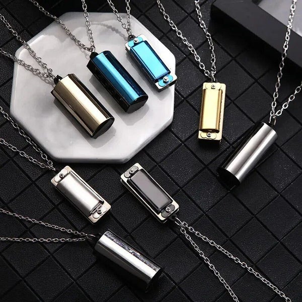 New Korean Mini Harmonica Necklace Vintage Couple Stainless Steel Jewelry CHK12N Carousel 2