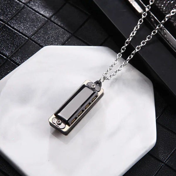 New Korean Mini Harmonica Necklace Vintage Couple Stainless Steel Jewelry CHK12N Carousel 1