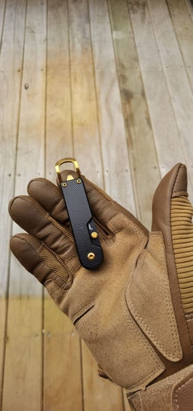 15cm MINI Black Gold ULTRA Sharp Black Blade Pocket Folding Knife Key Ring Carousel 2