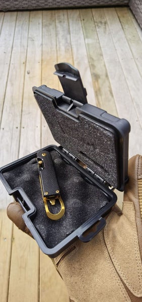 15cm MINI Black Gold ULTRA Sharp Black Blade Pocket Folding Knife Key Ring Carousel 20