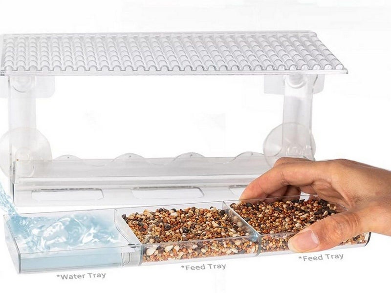 2Pcs Outdoors Window Clear Bird Feeder with Strong Suction Cups Carousel 3