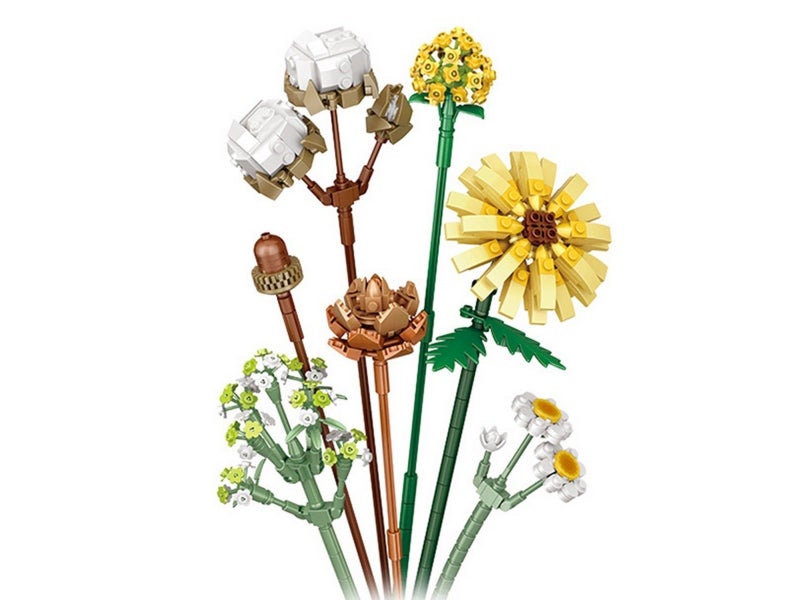 DIY Flowers Bouquet Building Blocks Toys Kit Bricks Toys Home Decoration Style 1 Carousel 1